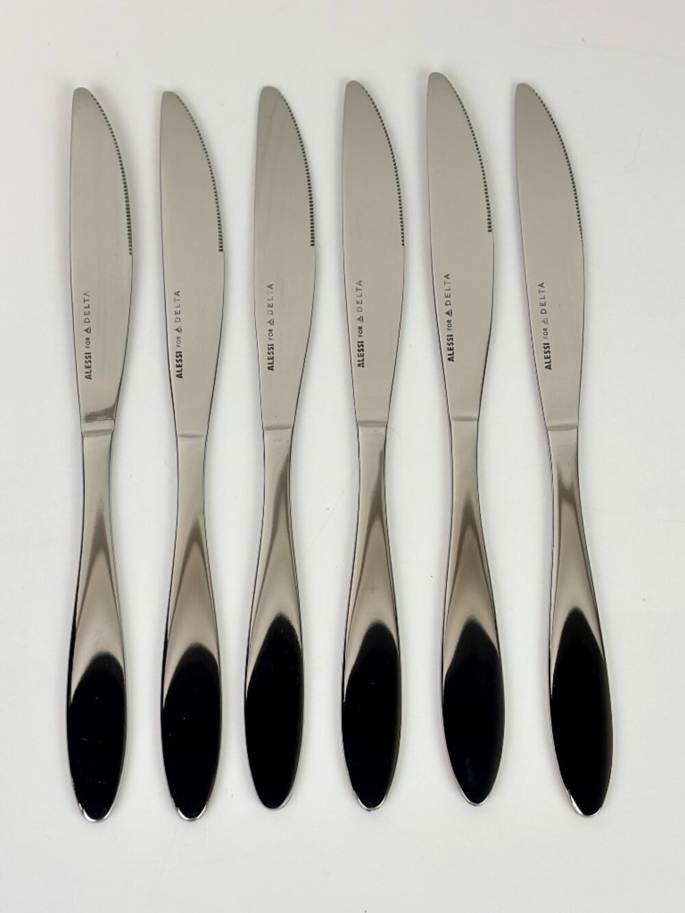 Lot of 6 Alessi for Delta Stainless Steel Butter Knife Flatware 7.5" NEW